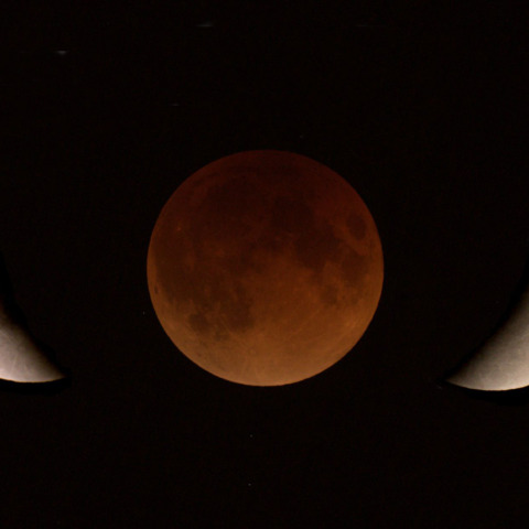 Three images of the Moon during an eclipse